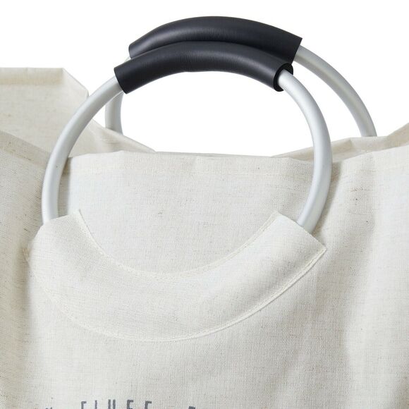 Better Homes and Gardens Laundry Canvas Tote Natural Gray Aluminum Handles NEW - Picture 5 of 6